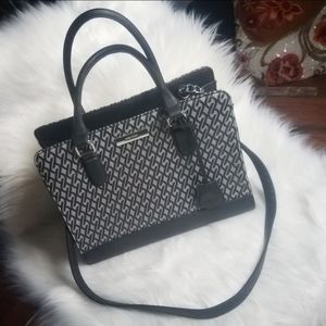 NINE WEST Purse Cahin Detail Black and White